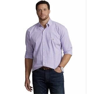 Ralph Lauren Men’s XXL Purple Gingham Button Down Shirt Long Sleeve Cotton TTG